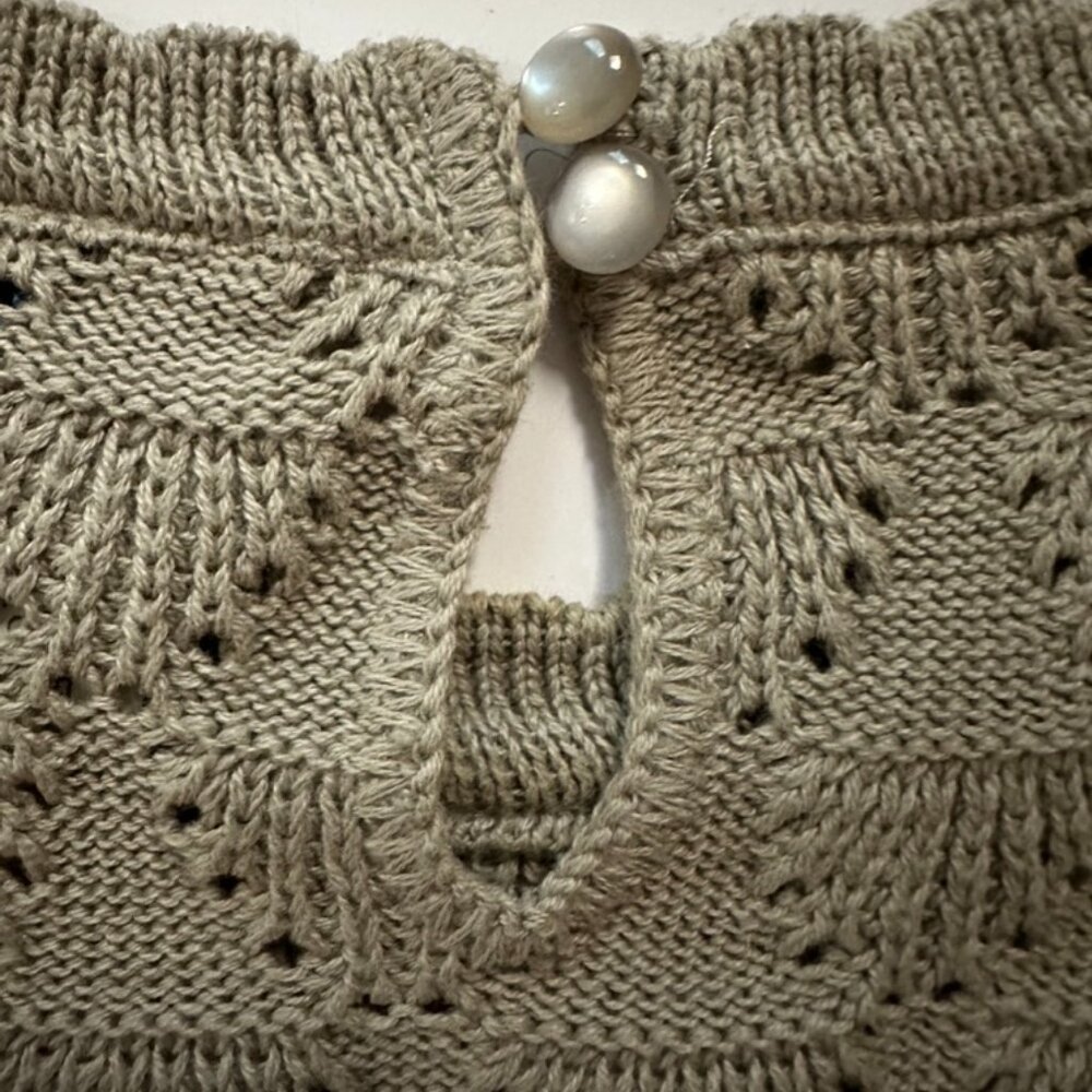 Deans of Scotland vintage beige cotton knit short sleeve top size S - Picture 5 of 5